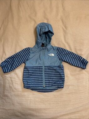 The North Face Blue Striped Baby 3-6m fits like 12m rain jacket